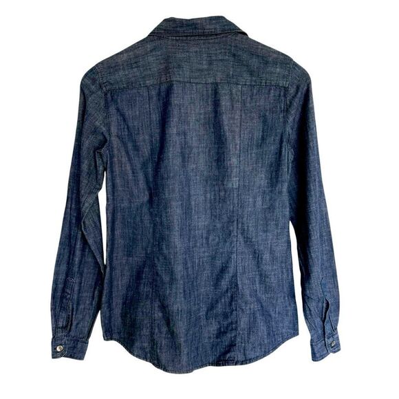 LOFT The Softened Shirt Chambray 100% Cotton Long Sleeve Button Down – Women's X - Picture 2 of 6